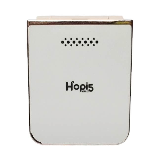 Hopi5 HI1 Flip Phone with Magic Voice System (White-Gold)