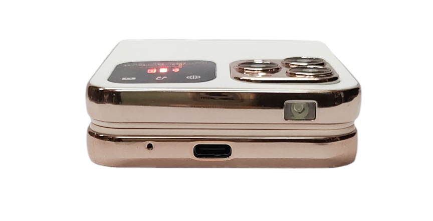 Hopi5 HI1 Flip Phone with Magic Voice System (White-Gold)