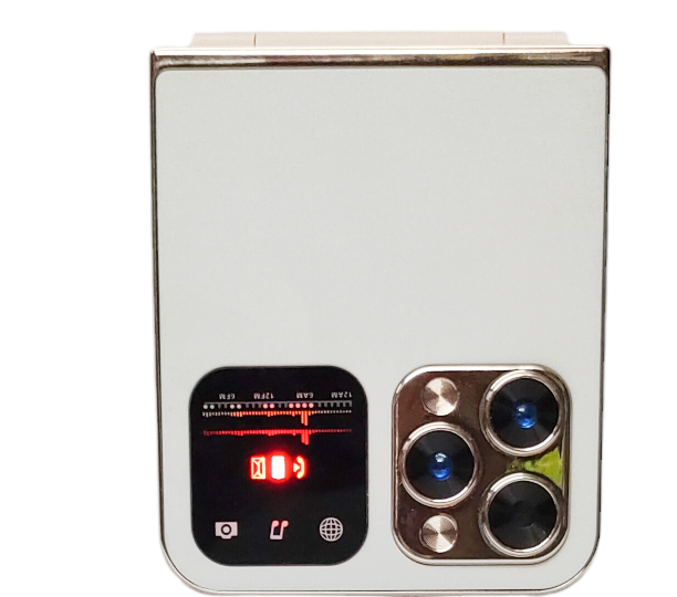Hopi5 HI1 Flip Phone with Magic Voice System (White-Gold)