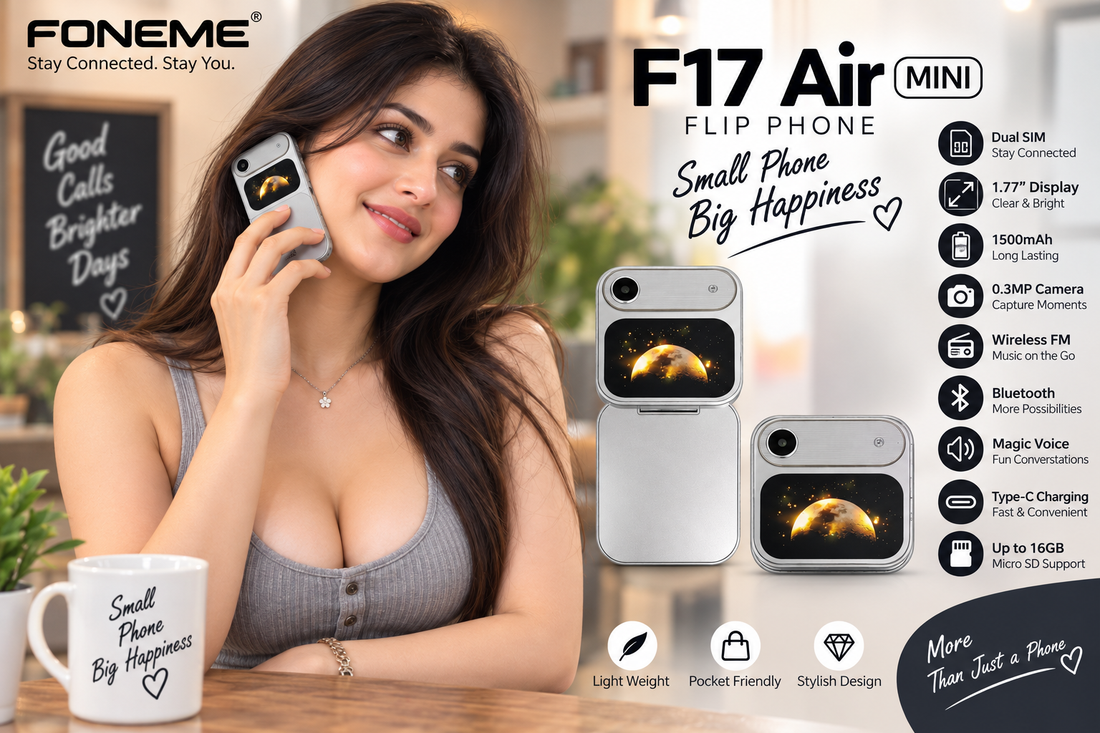 Foneme F17 Air Flip Mini Review: Stylish Flip Keypad Phone with Magic Voice