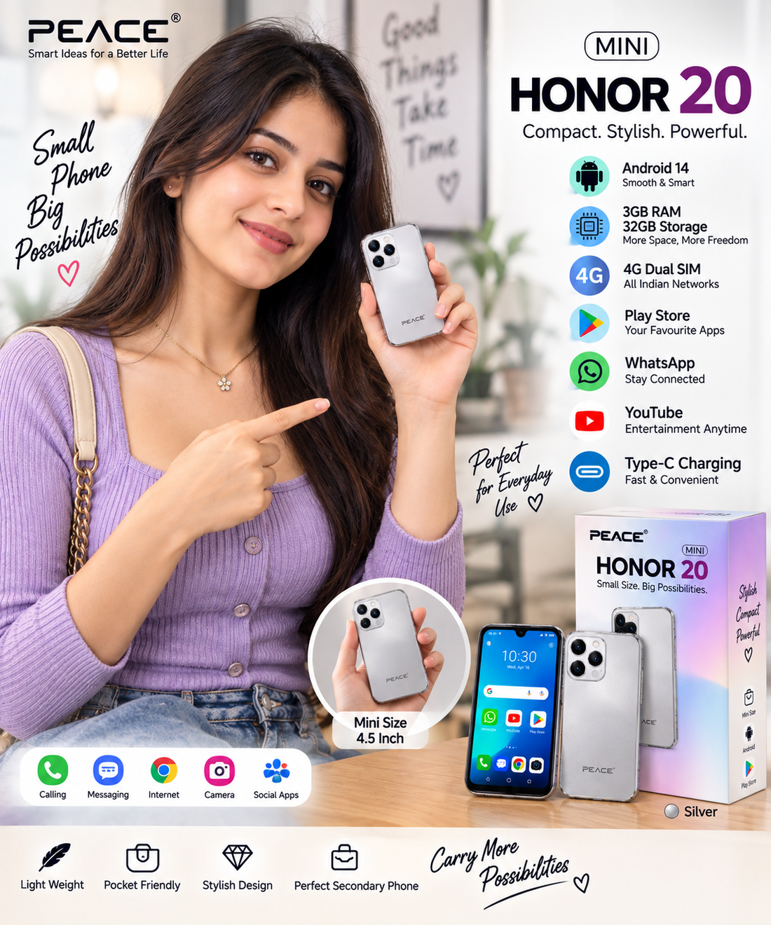 Peace MINI Honor 20 Review: Mini Android Phone with 3GB RAM & 32GB Storage