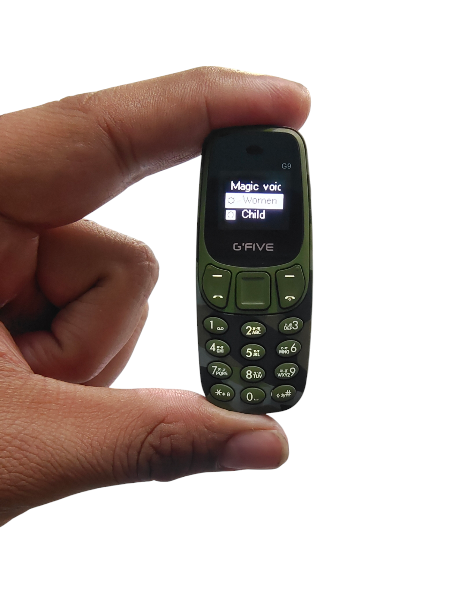 GFive G9 Smallest KEYPAD Mobile with Magic Voice System (Army Green ...