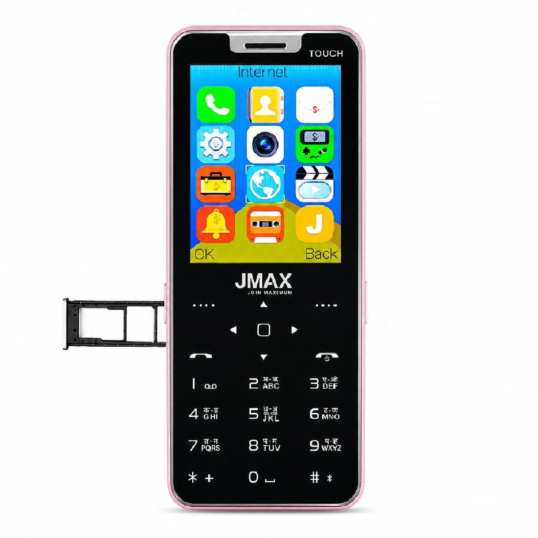 Jmax Touch Key BIG SCREEN KEYPAD PHONE (Pink)