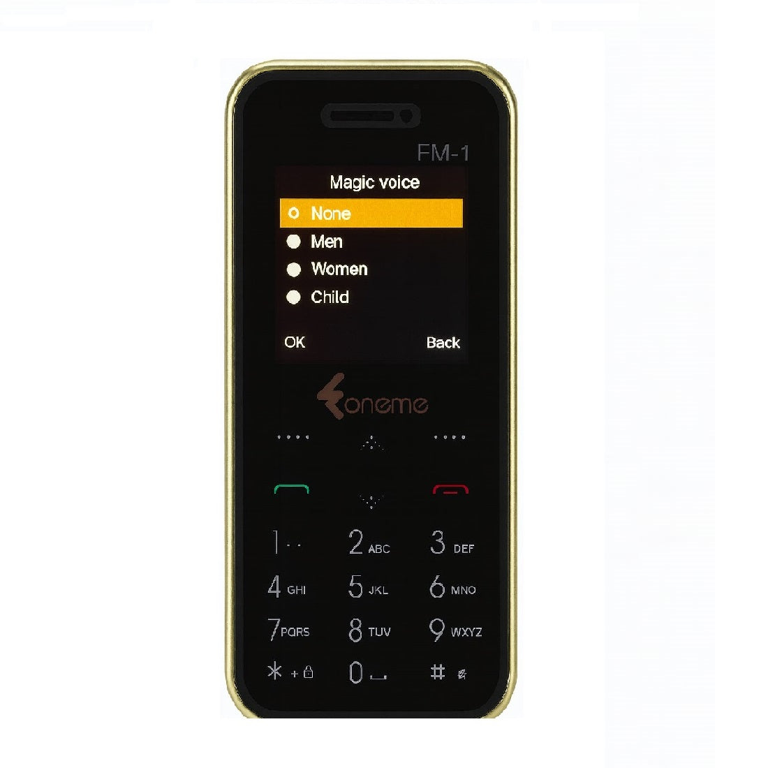 Foneme Mini Trpple Sim Phone with Magic Voice (Gold)