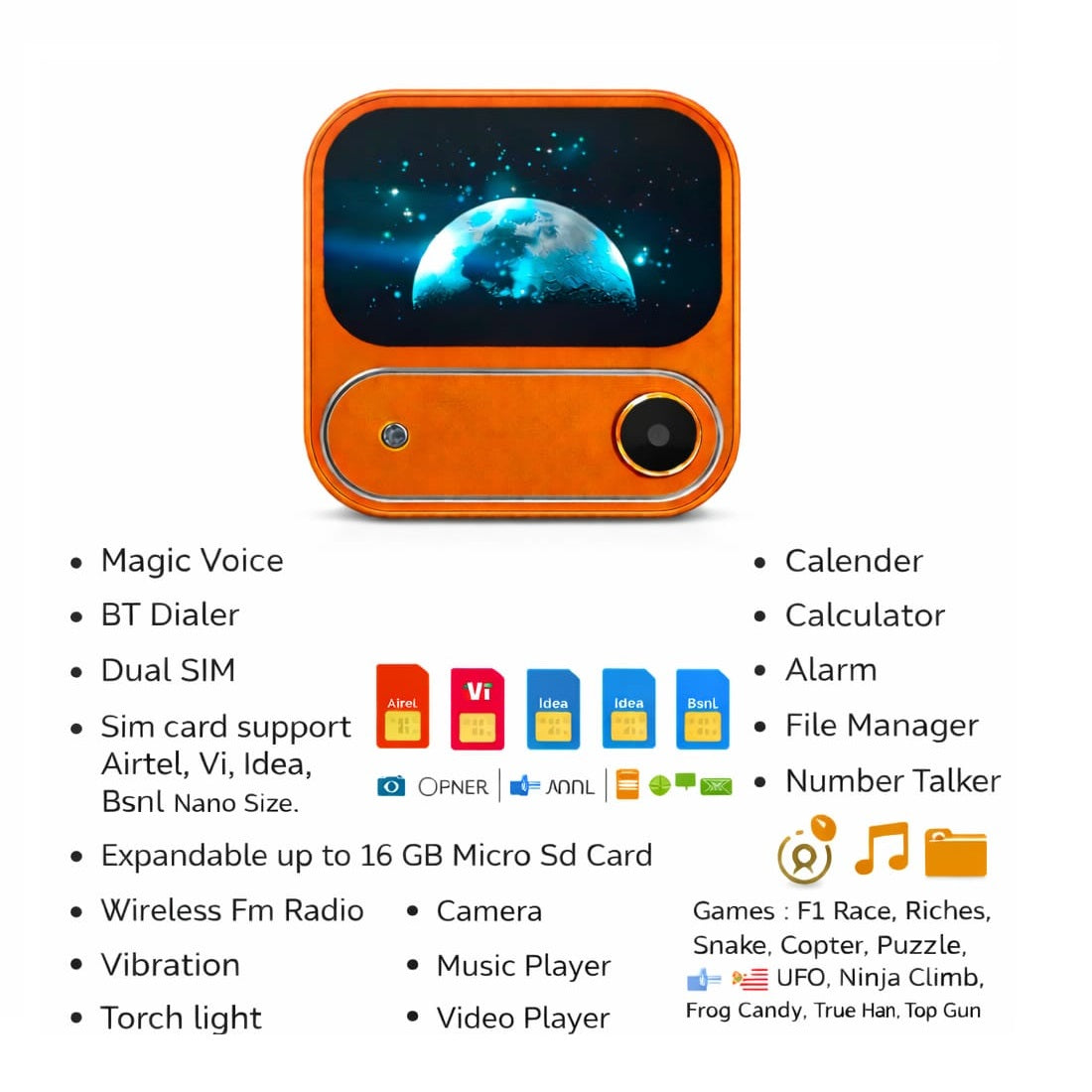 Fonme F17 Air Flip Mini (Orange)