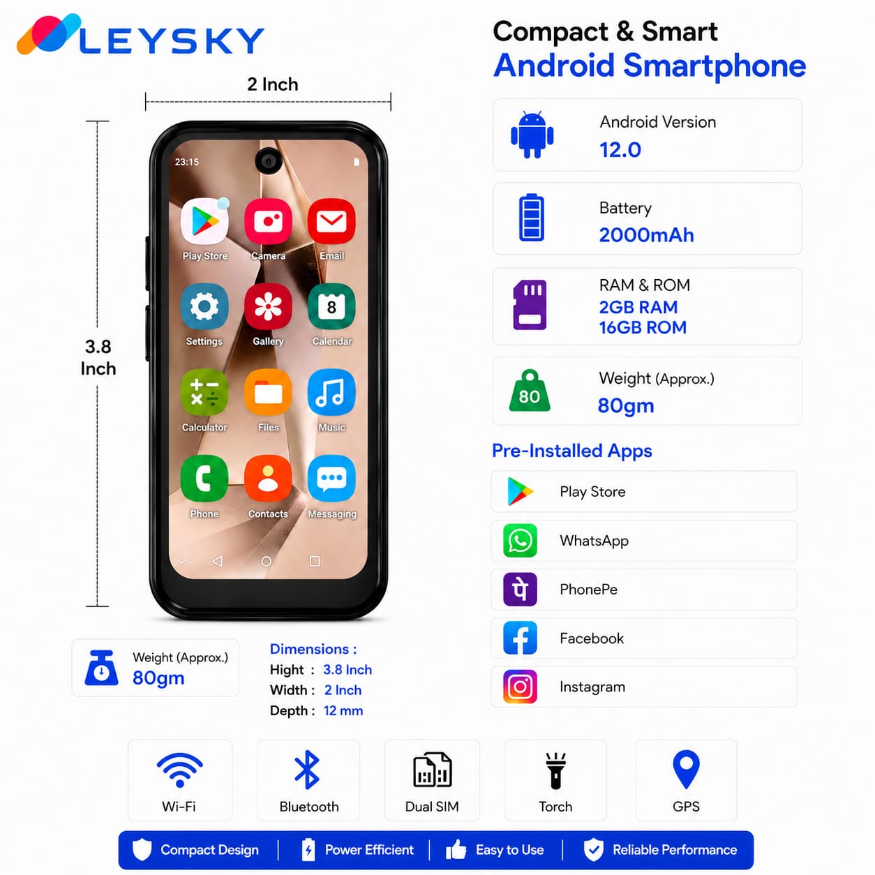 Sia Pro 7 Android 12.0 version, 3.8" Inch 4g Mini Phone for All Sim Cards