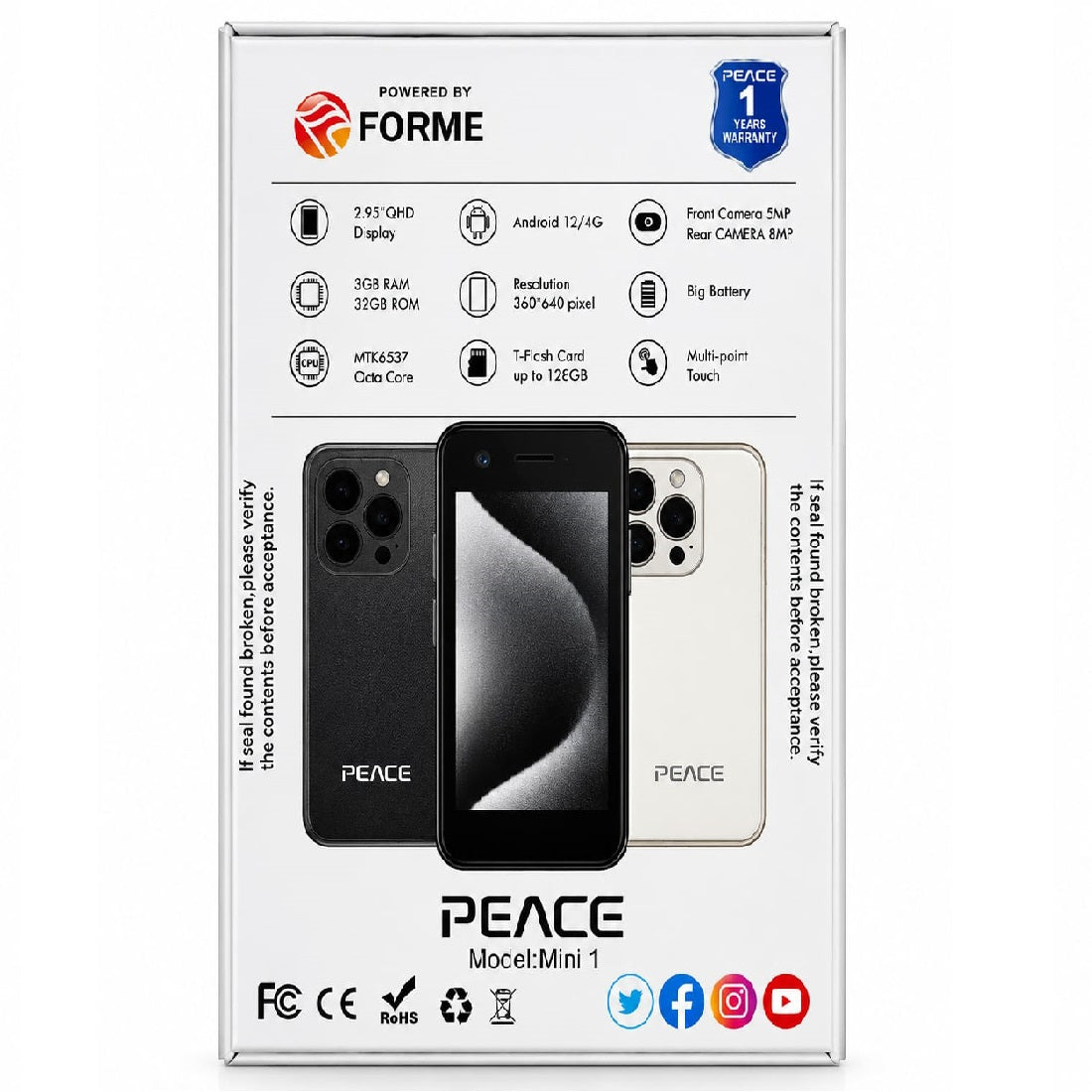Peace Mini 1 4g (Black, 3 GB Ram) (32 GB Rom)