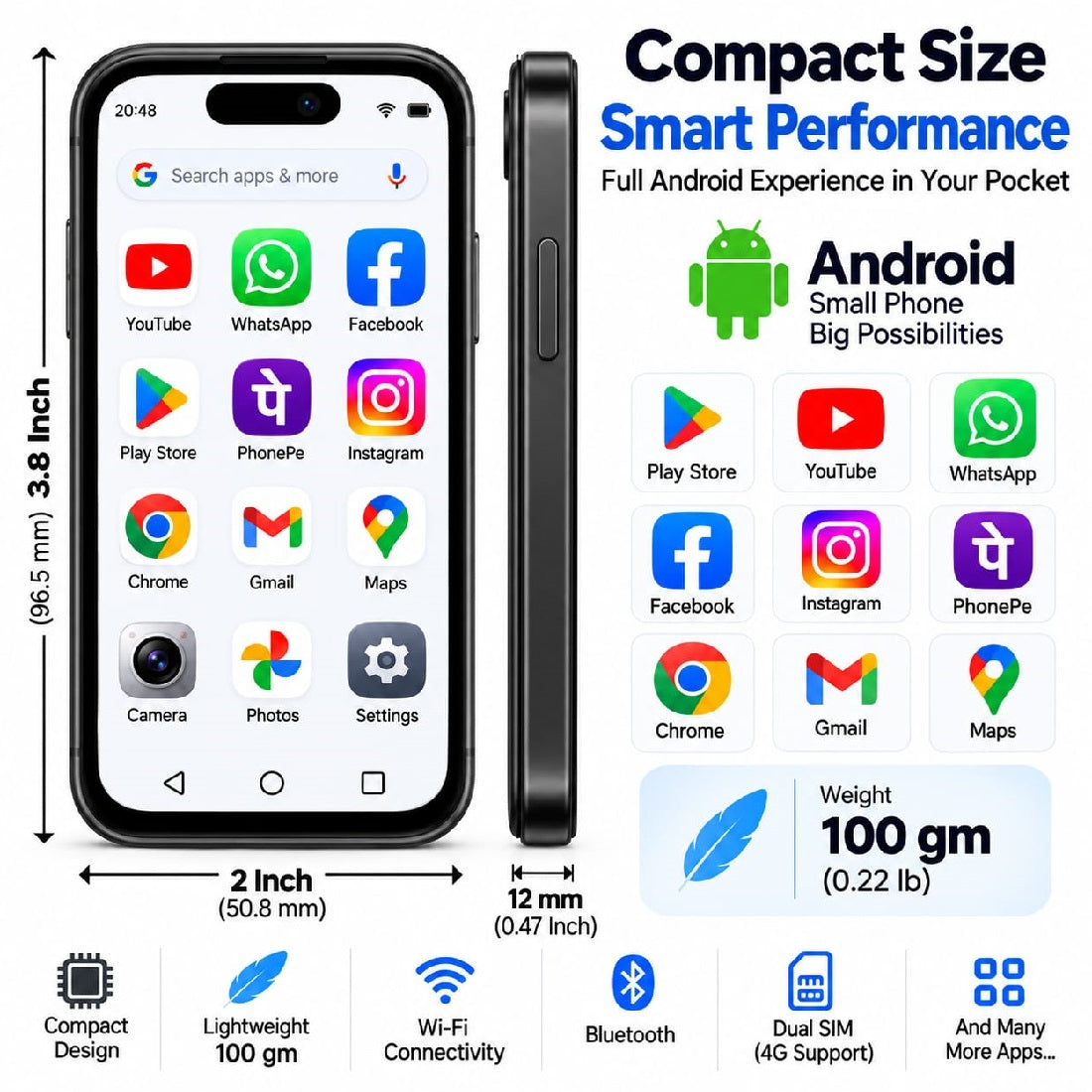 Peace Mini 4 (Silver, 32GB) (3GB Ram)
