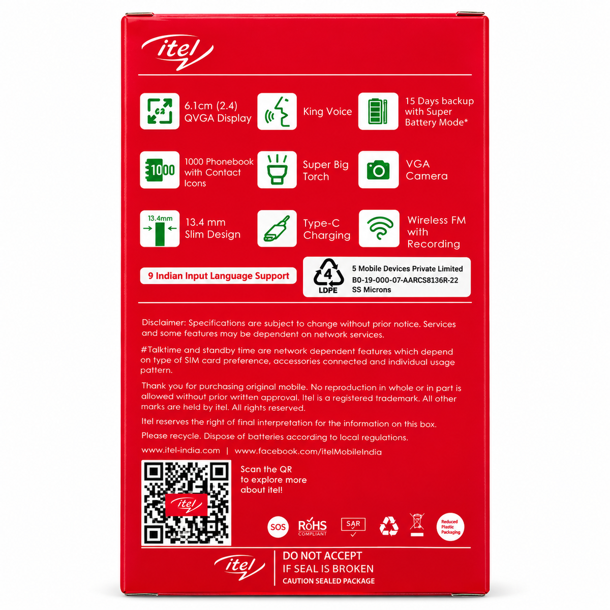 Itel Power 450 | 2500mah Battery (Dark Grey)